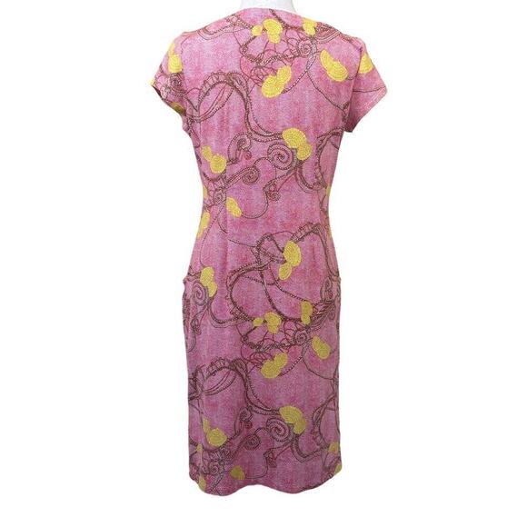 J. McLaughlin Emma dress, pink w/yellow shells, Catalina Cloth, medium, coastal - Picture 3 of 6